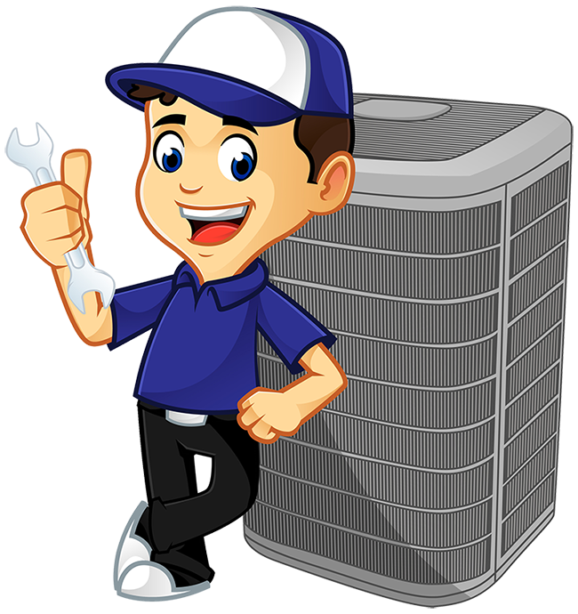 Home page image of service man and a/c unit